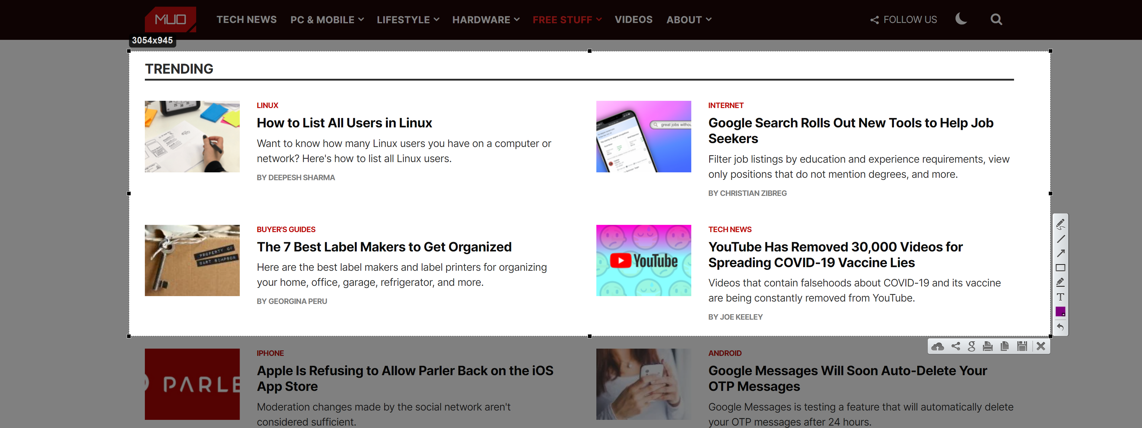 Инструменты редактирования Lightshot