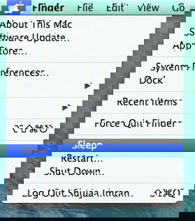 Меню Apple: пункт Сон для перевода Mac в спящий режим