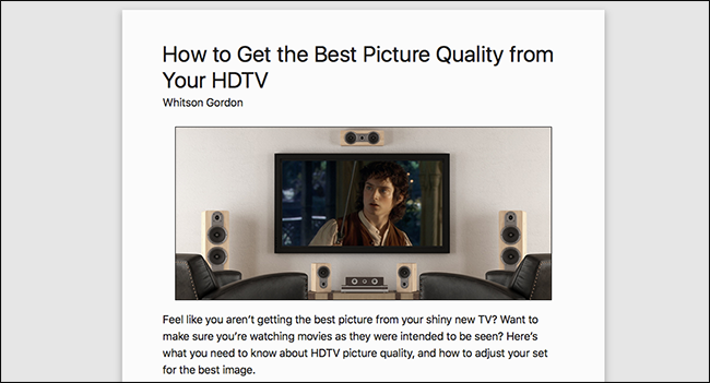 Пример яркого контрастного оформления в режиме чтения