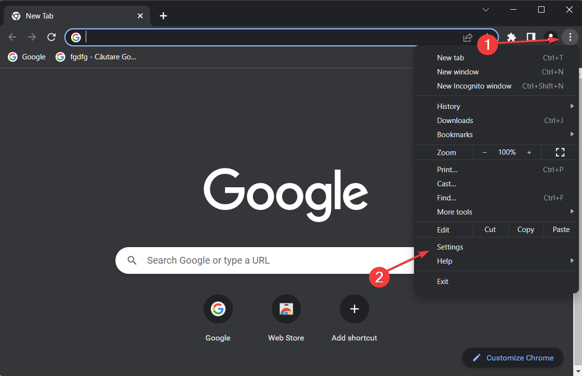 Настройки Chrome с боковой панелью