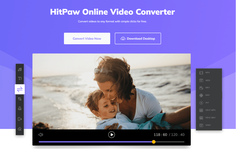 Interfaccia web per upload o incolla URL su HitPaw Online Video Converter