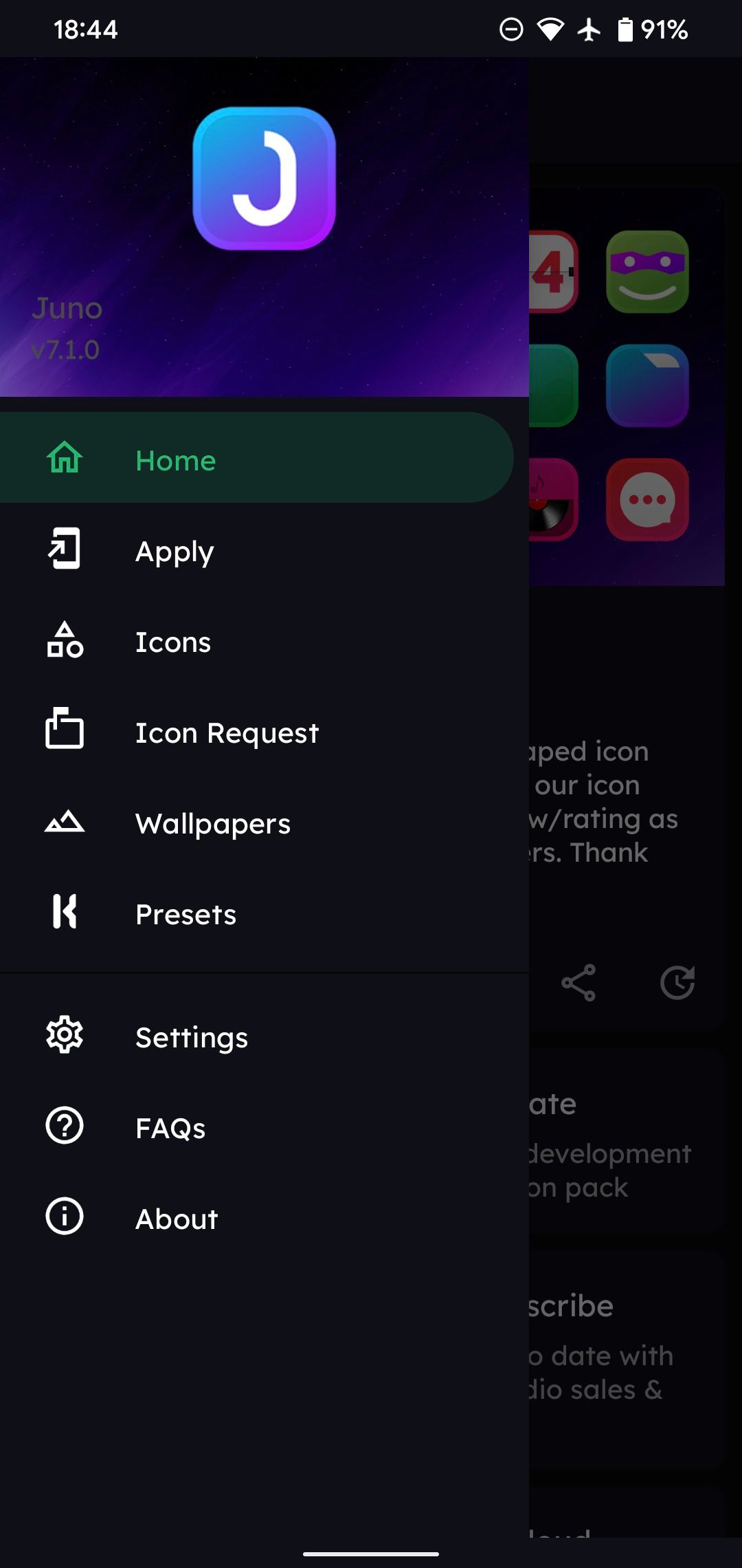 Juno Icons Menu