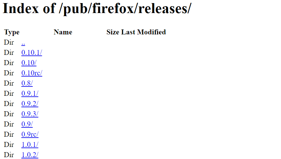 Каталог старых версий Firefox с выбором версии