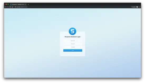 Вход в админ-панель Shopware