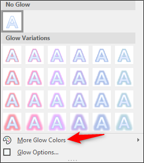 Параметры выбора цвета свечения