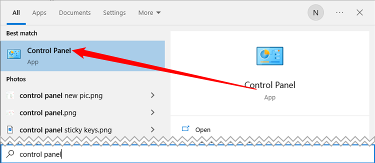 Откройте Панель управления и раздел 
