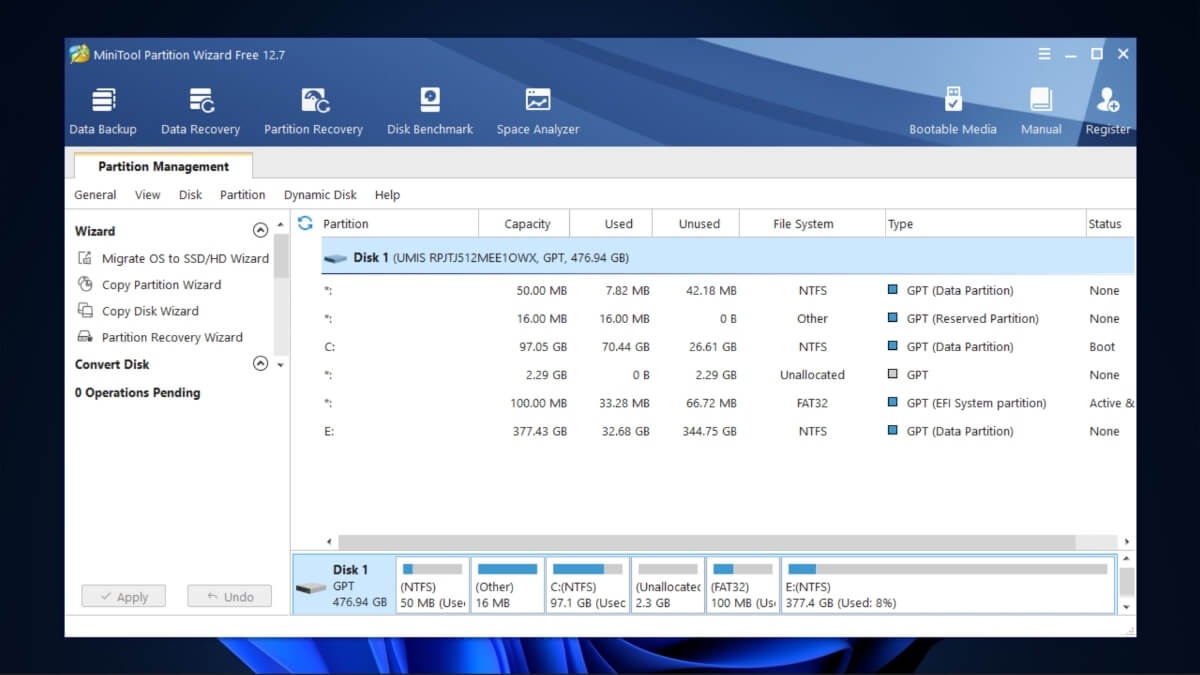 Общий обзор MiniTool Partition Wizard