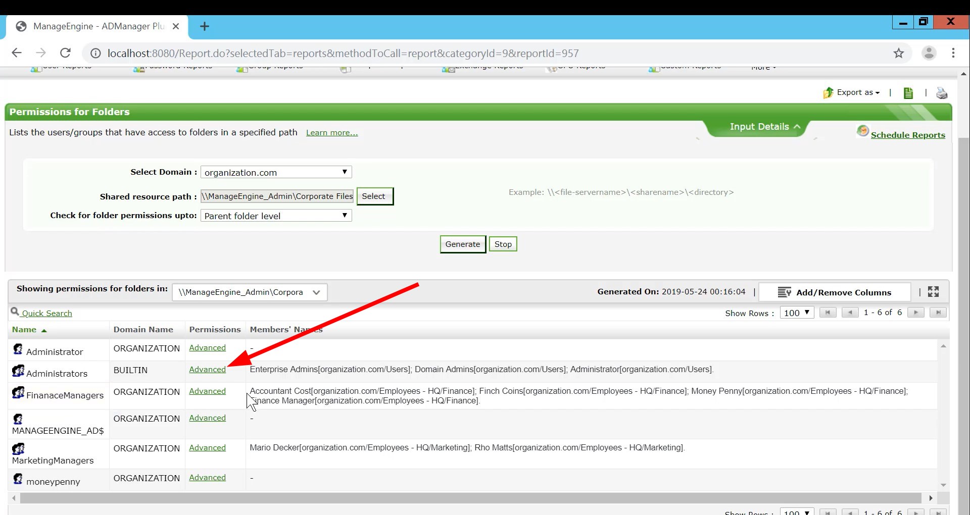 Окно Дополнительных параметров безопасности с детальным списком разрешений
