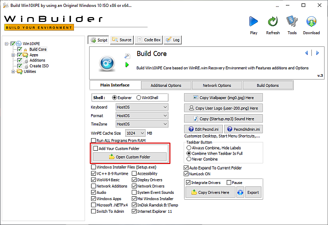 windows pe rescue disc add custom folder