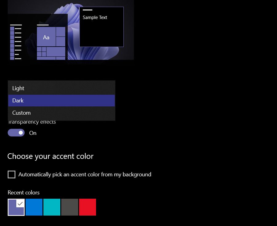 Выбор цветовой темы