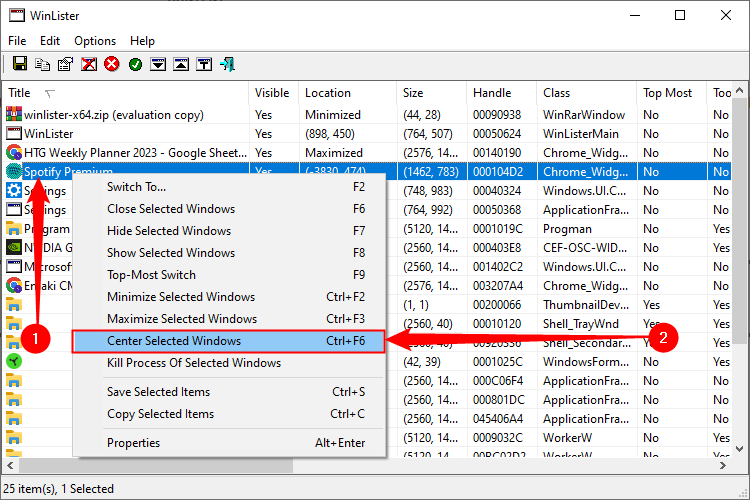 Spotify is our missing program. Right-click the application on the list, then select 