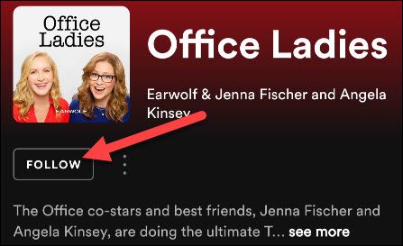 Кнопка Подписаться на страницу шоу в мобильном приложении