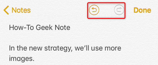 Нажмите значок отмены или повтора вверху заметки