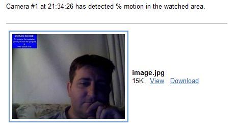 Пример письма с несколькими снимками, отправленным Active Webcam