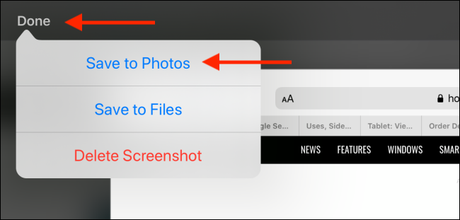 Нажмите Готово и затем выберите Сохранить в Фото
