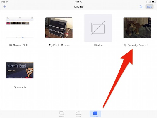 Выбор нескольких фотографий в «Недавно удалённые»