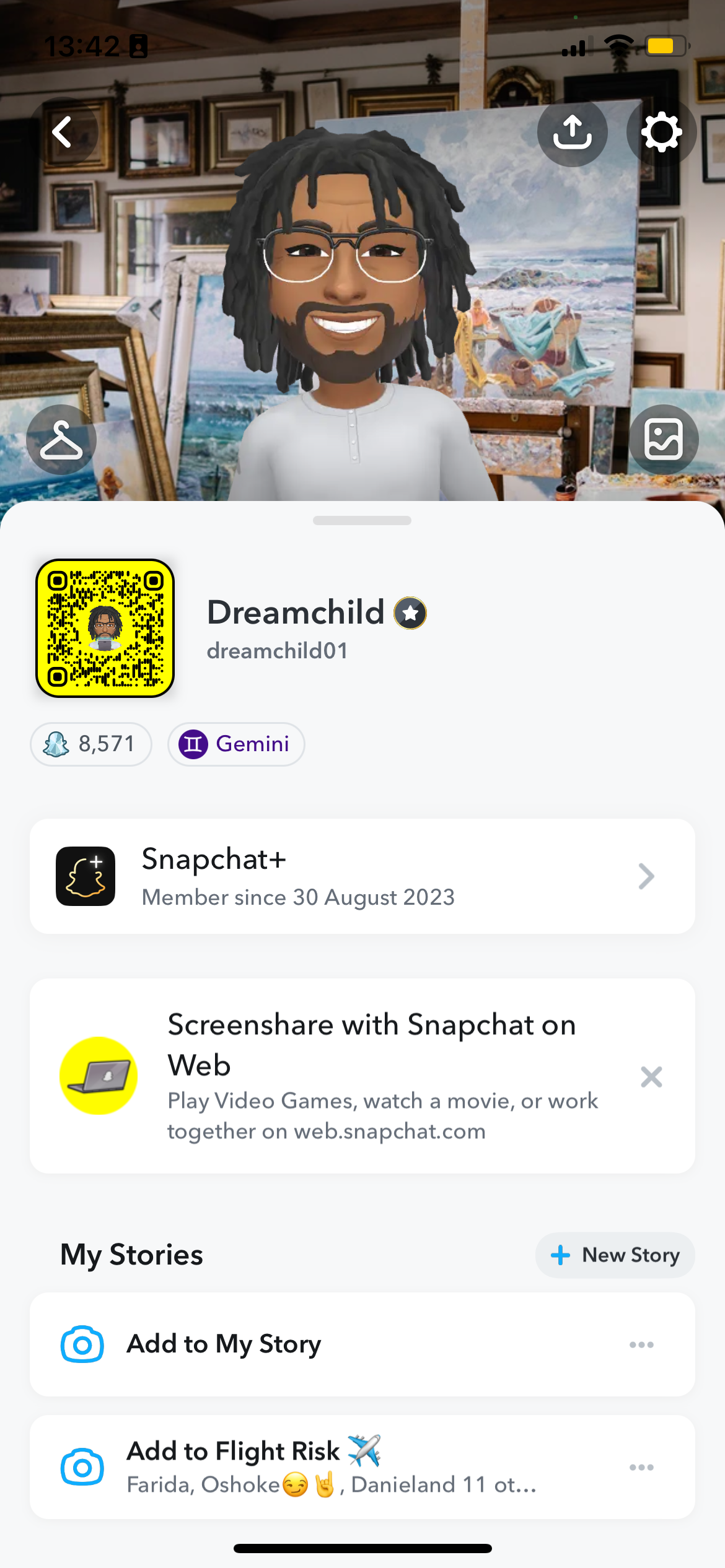 Скриншот профиля Snapchat