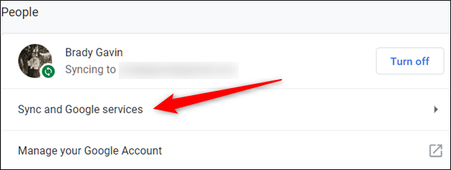 Нажмите «Синхронизация и сервисы Google»