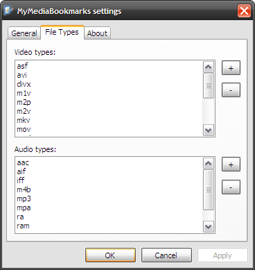 Список поддерживаемых форматов в MyMediaBookmarks