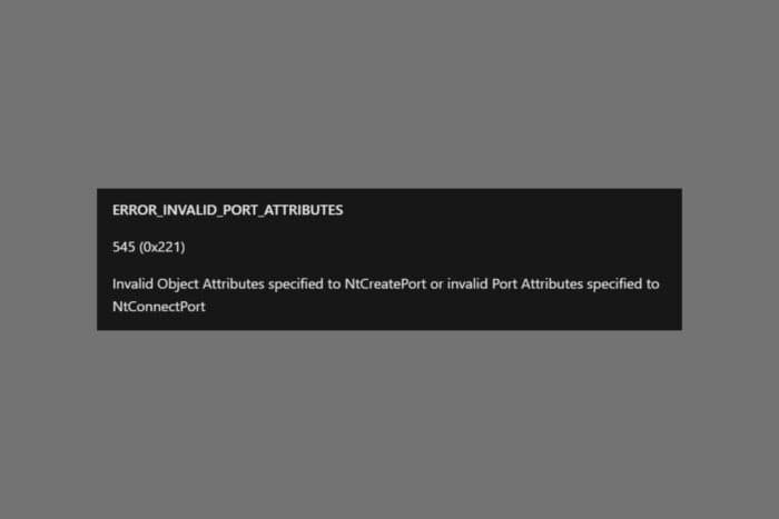 Ошибка ERROR_INVALID_PORT_ATTRIBUTES в Windows