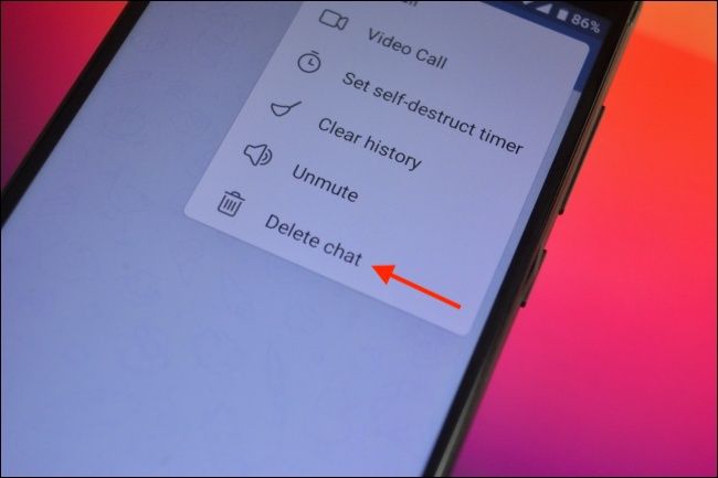 Выберите Удалить чат на Android