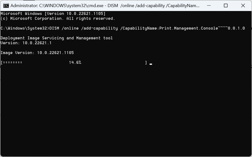 Процесс установки через DISM