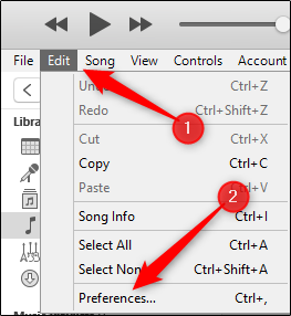 Окно настроек iTunes, вкладка Общие