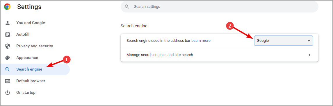 Выбор поисковой системы по умолчанию в Chrome