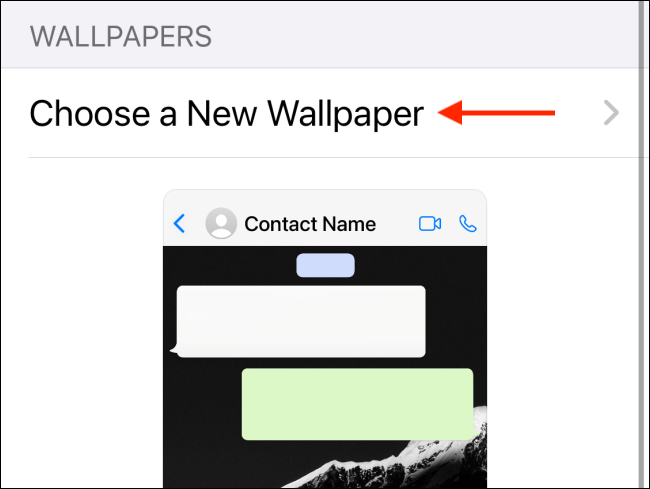 Нажмите «Выбрать новые обои» в WhatsApp