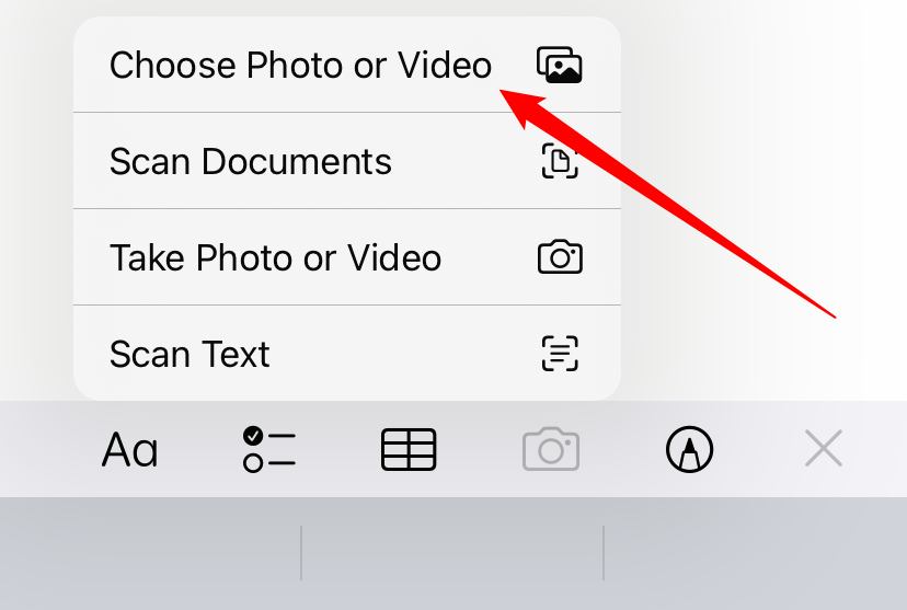 Выберите «Choose Photo or Video».