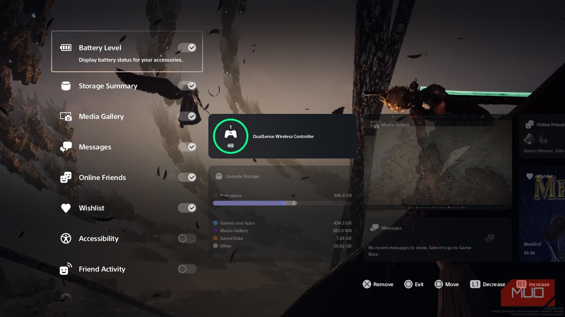 Процесс добавления, изменения и удаления виджетов Welcome Hub на PS5