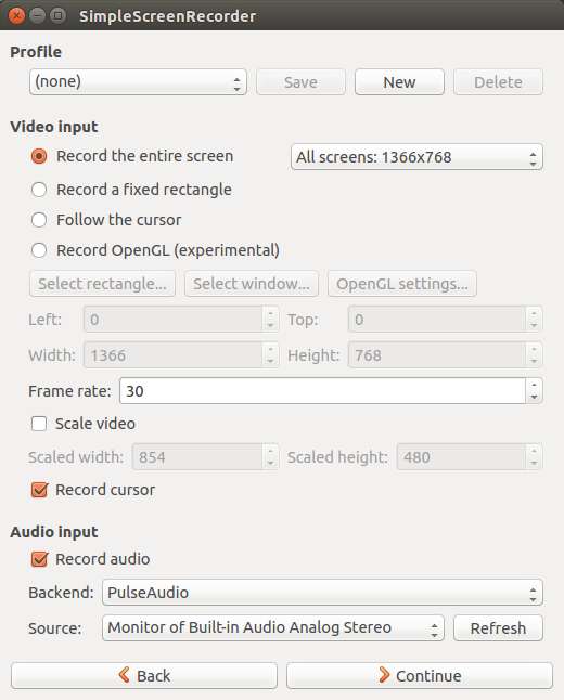 Настройки захвата экрана и курсора