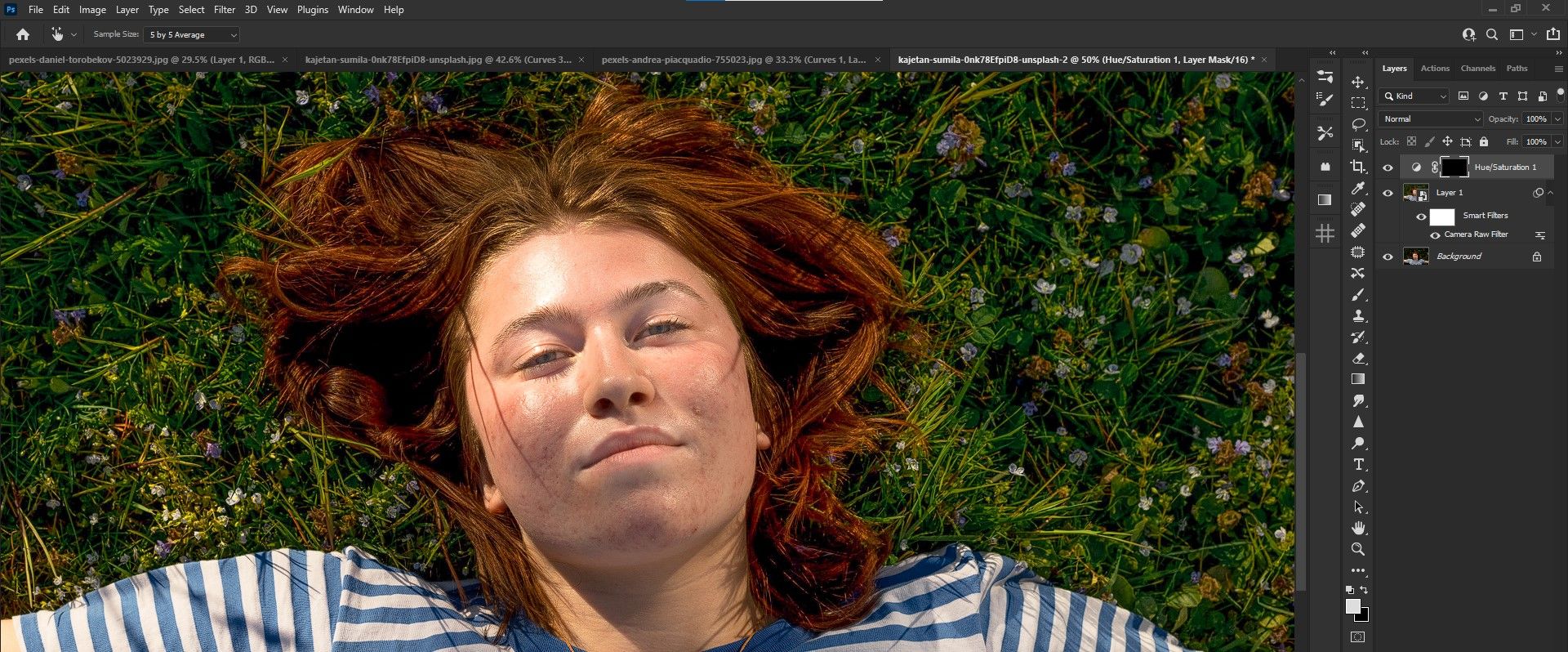 Инвертирование маски слоя корректировки