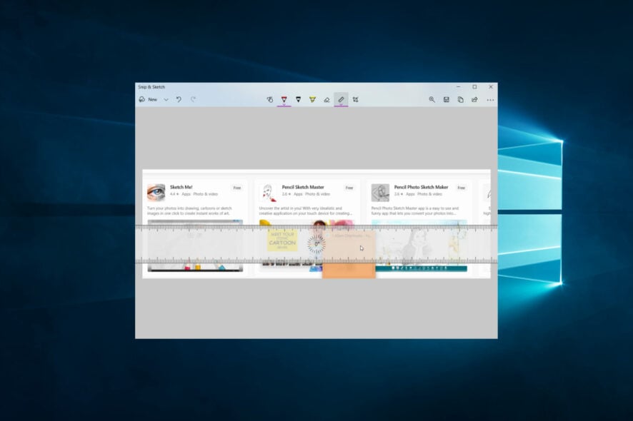 Повернуть линейку в Snip and Sketch