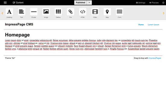 Панель управления ImpressPages