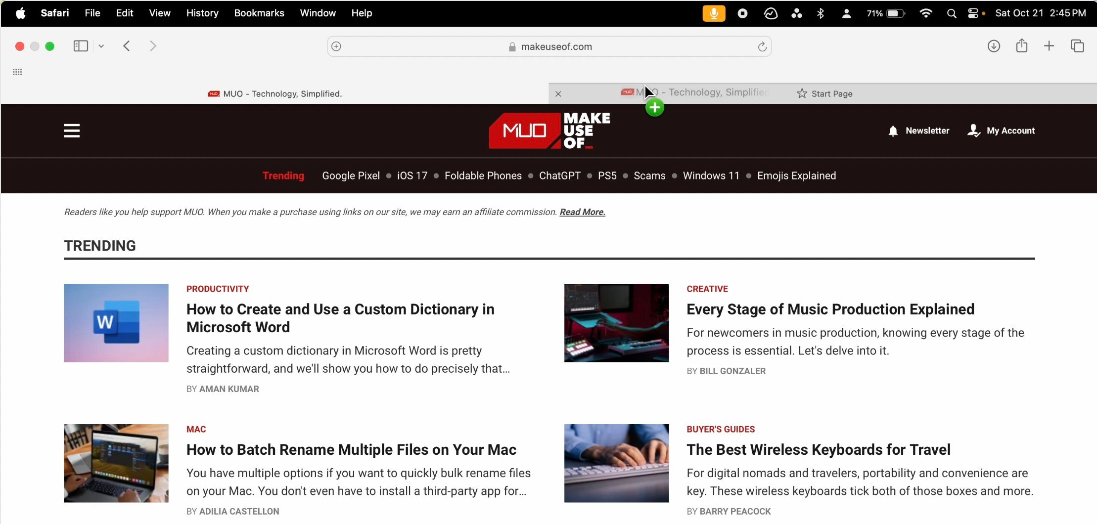Появление значка Добавить при перетаскивании URL на стартовую страницу Safari