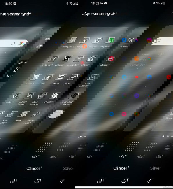 Домашний экран и экран приложений на Samsung