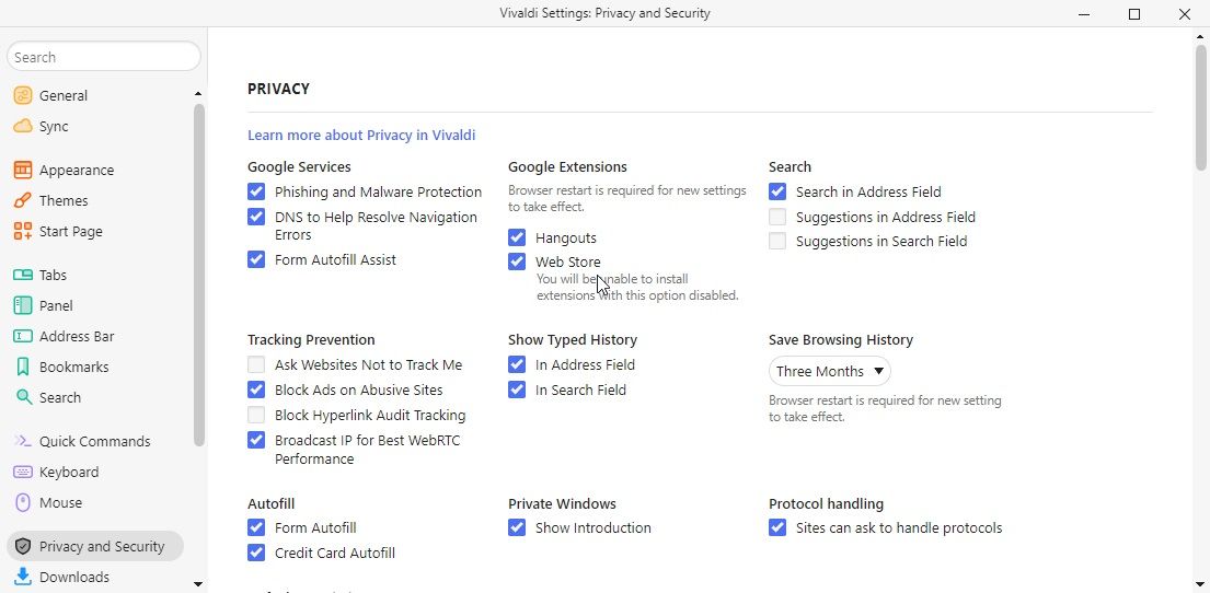 Включить поддержку Web Store в Vivaldi