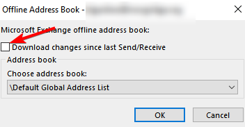 Диалоговое окно Загрузить адресную книгу с опцией Загрузить изменения