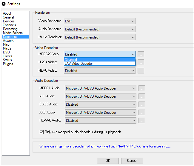 Настройка декодеров