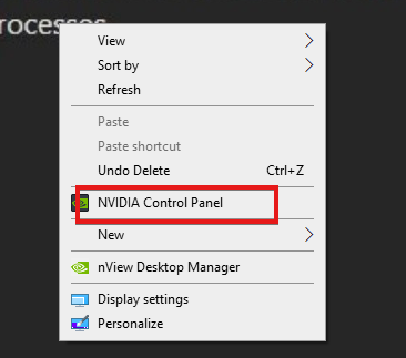 Контекстное меню рабочего стола — Панель управления NVIDIA
