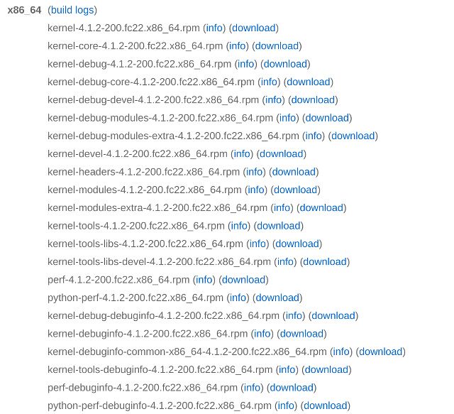 Список сборок ядра для Fedora