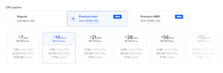 Digital Ocean CPU selection