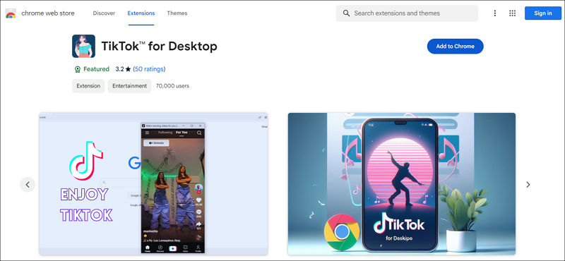 Расширение Chrome: интерфейс TikTok в окне браузера