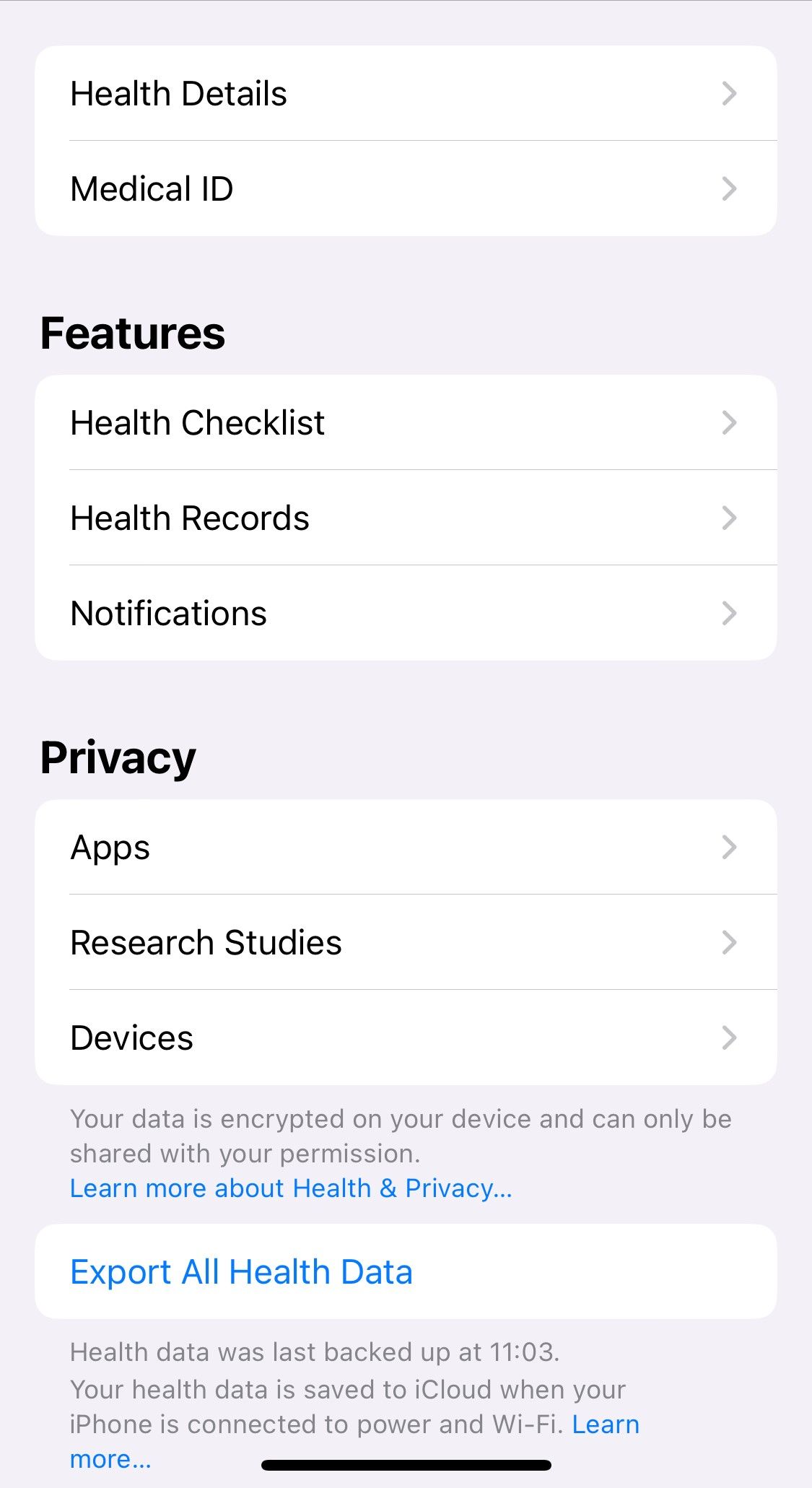 Apple Health — настройки конфиденциальности для приложений