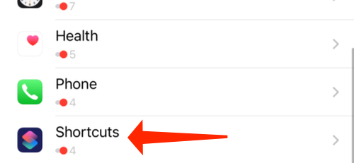 Нажмите Shortcuts