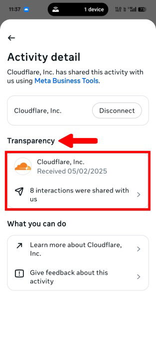 Показатель количества взаимодействий, переданных сайтом