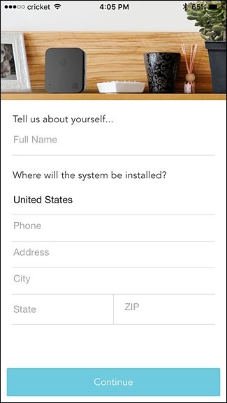 Ввод контактных данных и адреса установки в приложении