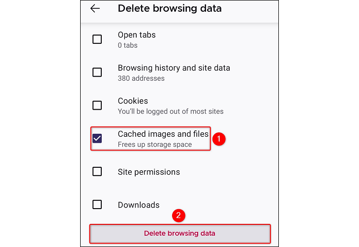 Включите «Кэшированные изображения и файлы» в Firefox.