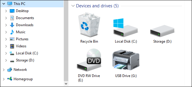 Добавить Корзину в Проводник Windows